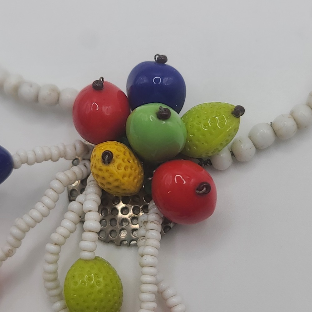 Vintage Glass Fruit Necklace Cluster‎ Signed Czech 15" - Picture 3 of 12